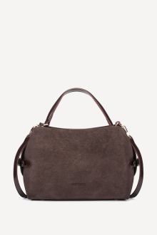 Чанта от естествен велур и еко кожа KB-27082-кафяв