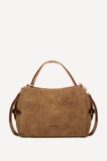 Чанта от естествен велур и еко кожа KB-27082-камел