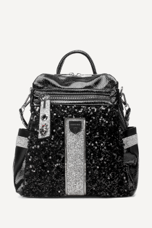 Раница от еко лак с пайети KB-27108-черен