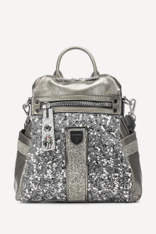 Раница от еко лак с пайети KB-27108-сребрист