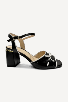 Кожени сандали с висок ток MGZ-330-3114-черен-бял