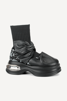 Боти от естествена кожа и текстил MGZ-90-10415-черен