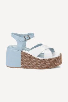 Кожени сандали с платформа ART-2918-син-бял