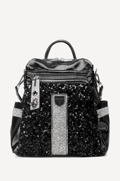 Раница от еко лак с пайети KB-27108-черен