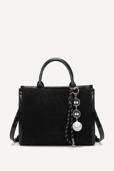 Чанта от еко велур и кожа KB-7458-черен