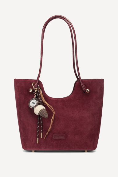 Чанта от еко велур и кожа KB-7459-бордо