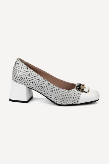 Кожени обувки на среден ток MGZ-378-5298-бял-сребрист