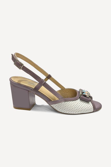 Кожени сандали с висок ток MGZ-425-4484-бял-лилав