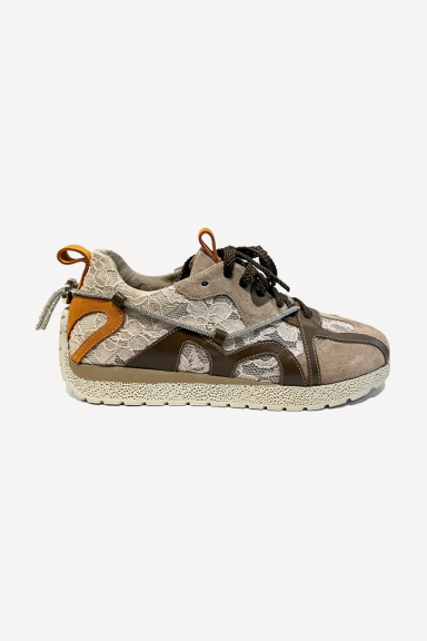 Кожени спортни обувки с дантела MGZ-90-125-бежов