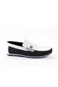  Male leather moccasins in black and white МСР-35198