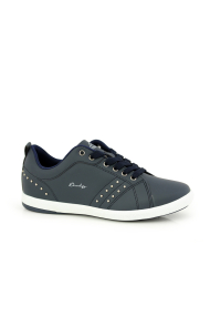 Ladies sports shoes blue eco leather with eyelets 41810