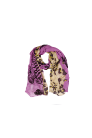 Ladies scarf viscose in purple and beige 11122