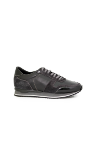 Мъжки спортни обувки естествена кожа в черно и сиво MRS-11475