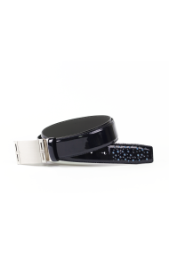 Male belt made of natural patent leather in blue BD-4251-2936