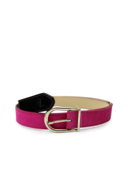Ladies belt made of leather LD-2357 black and pink