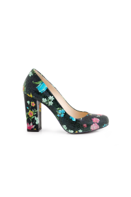 Ladies leather shoes, green flowers Т1-290-02-3
