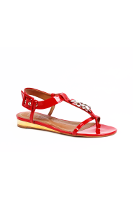  Ladies sandals with natural patent leather in red UNQ-1618