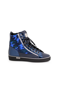  Sneakers leather with patent leather- blue camouflage H1-15-401