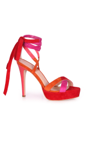 Ladies elegant sandals - red suede AZ-8037