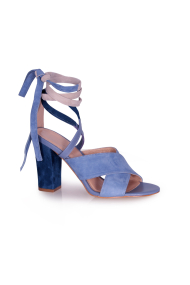 Ladies elegant sandals - light blue suede AZ-8158