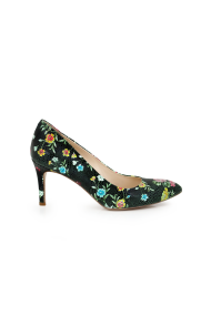  Ladies leather shoes green with flowers Т1-373-01-6