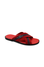 Male slippers made of suede and patent leather 1103 red