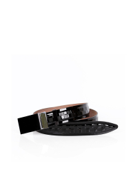 Men's belt made of natural patent leather in black BD-2091-02