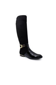 Ladies boots made of patent leather and suede CP-2206 black
