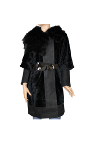 Ladies coat made of leather DB-5271 black