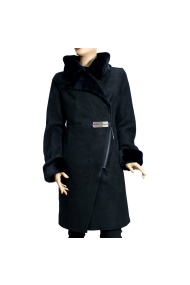 Ladies leather coat in black DB-5368