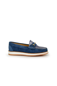 Ladies moccasins suede and leather in blue AJJS-302/888