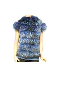 Ladies leather vest in blue ERD-1672