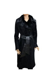 Ladies leather coat made of Astragan B8160 black