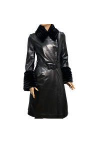 Ladies coat made of plonge leather B9327 black
