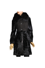 Ladies leather coat in black MF-1319