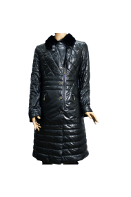 Ladies coat made of leather plonge in black MF-4799
