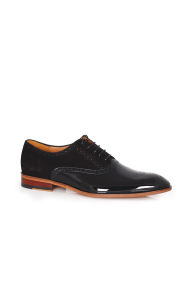 Мъжки официални обувки от естествен лак и велур CP-5291