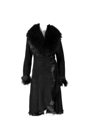Ladies leather coat 7050 black