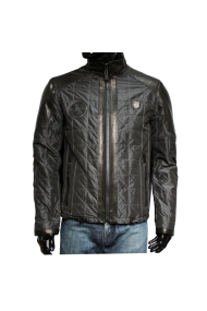 Male jacket made of leather and textile H-1001 black
