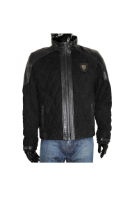 Male jacket made of suede and leather H-1057 Black
