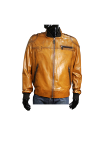 Male jacket made of leather H-1323 Brown