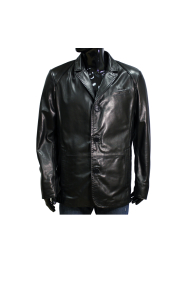 Male jacket made of leather H-1352 Black