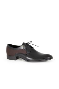 Male official shoes black leather and suede 5026