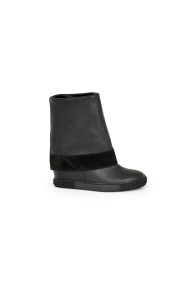 Ladies boots black leather and suede H1-14-918 