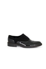 Male official shoes patent leather,croco type leather and suede CP-4537- black