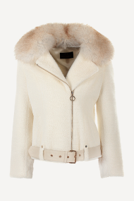 Късо палто от алкантара и яка от лисица CK-142