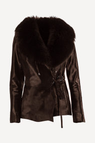 Палто от пони и яка от лисица DMD-1509/1-кафяв