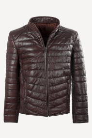 Капитонирано яке с агнешка кожа ENV-3249-кафяв