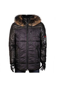 Мъжко яке от естествена кожа и текстил ERG-19834