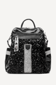 Раница от еко лак с пайети KB-27108-черен